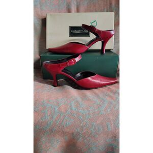 Coldwater Creek Women's‎ Red 8.5 Open Back MJ Shoes Heels